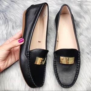 New Kate Spade Black Leather Corrie Loafer Flats